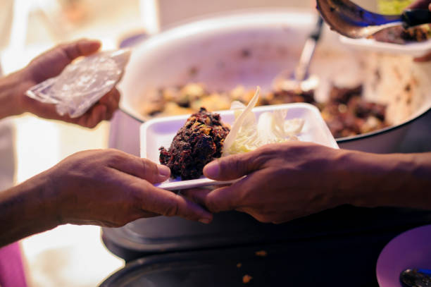 Picture of the less privilage receiving food